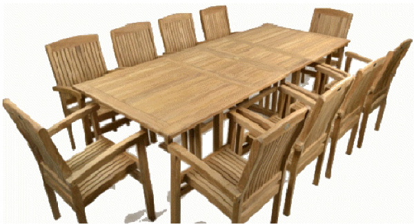 Got a big family? No worries as Topiary by Design can supply this quality rectangular table with seating for ten!